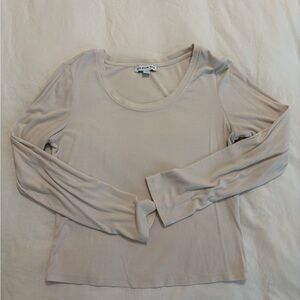 Cream Tan Fitted Long Sleeve Blouse